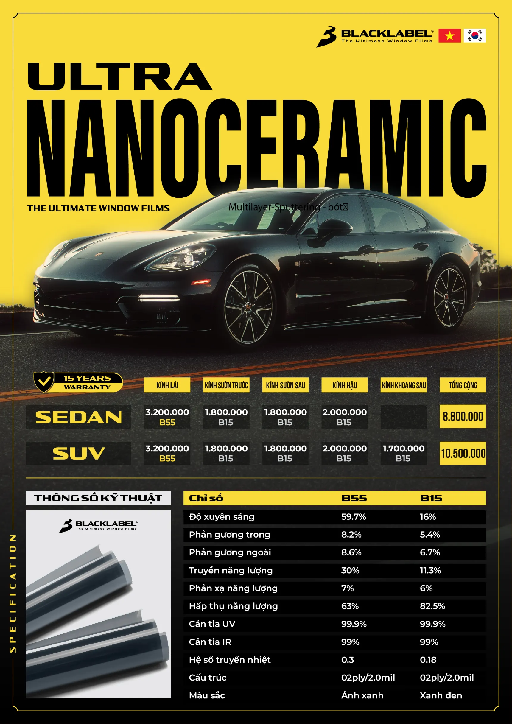 Bảo hành điện tử phim cách nhiệt Black Label Ultra NanoCeramic B55